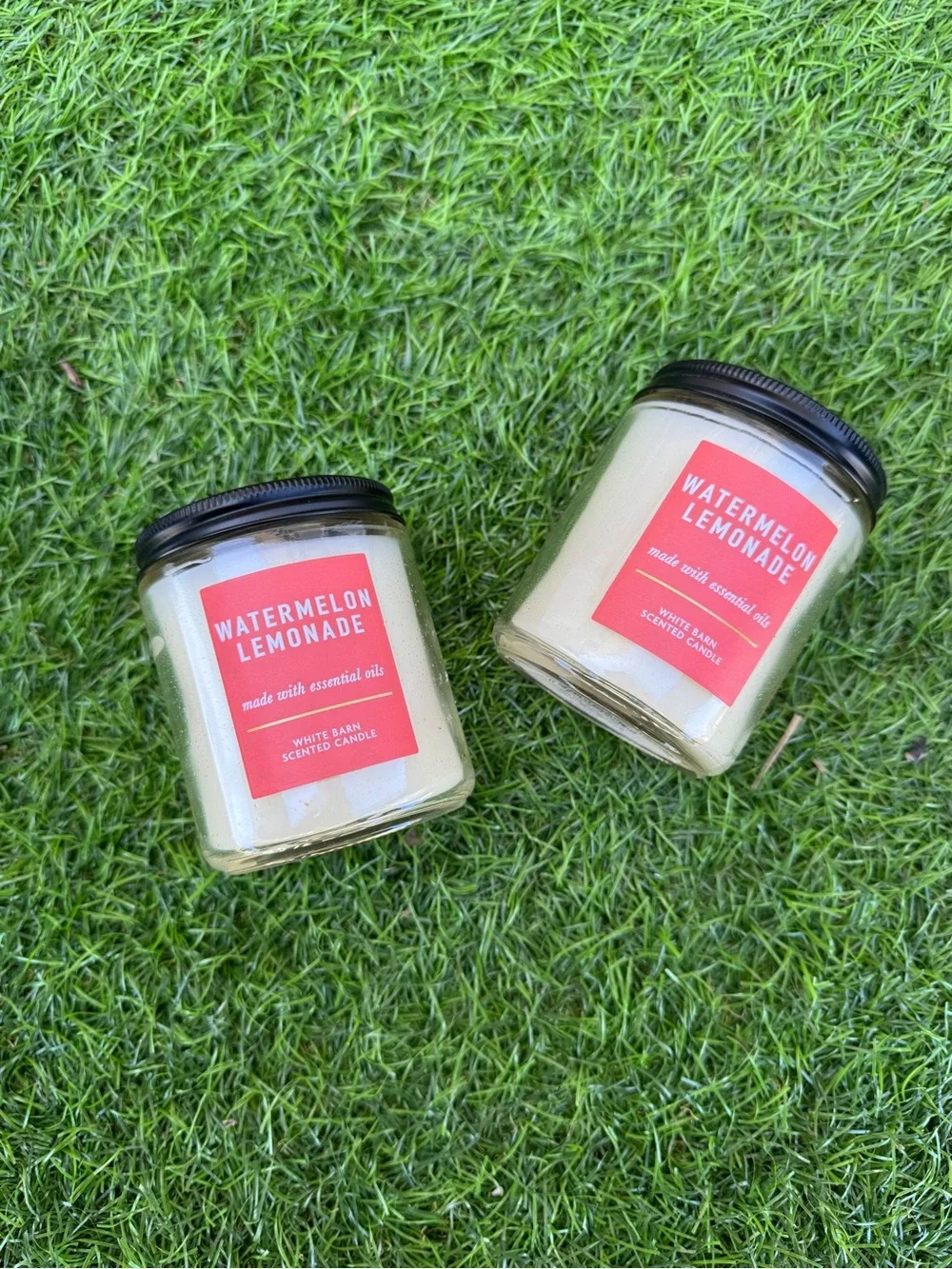 Bath & Body Works Cream Jar Candle with Pink Watermelon Lemonade Pair